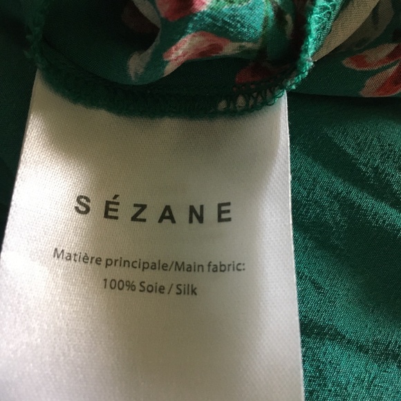 SEZANE Green Floral Silk ANNA Blouse 42 - Picture 3 of 9